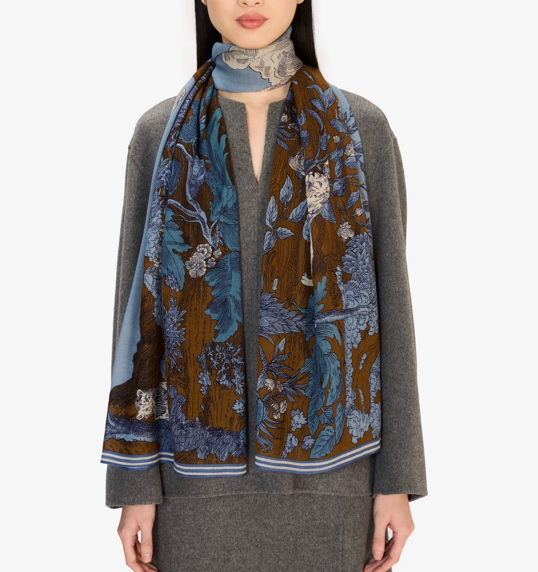 Historie 70 X 190 cm Scarf-Scarves and Wraps-Inoui Editions-Blue-OS-Mercantile Portland