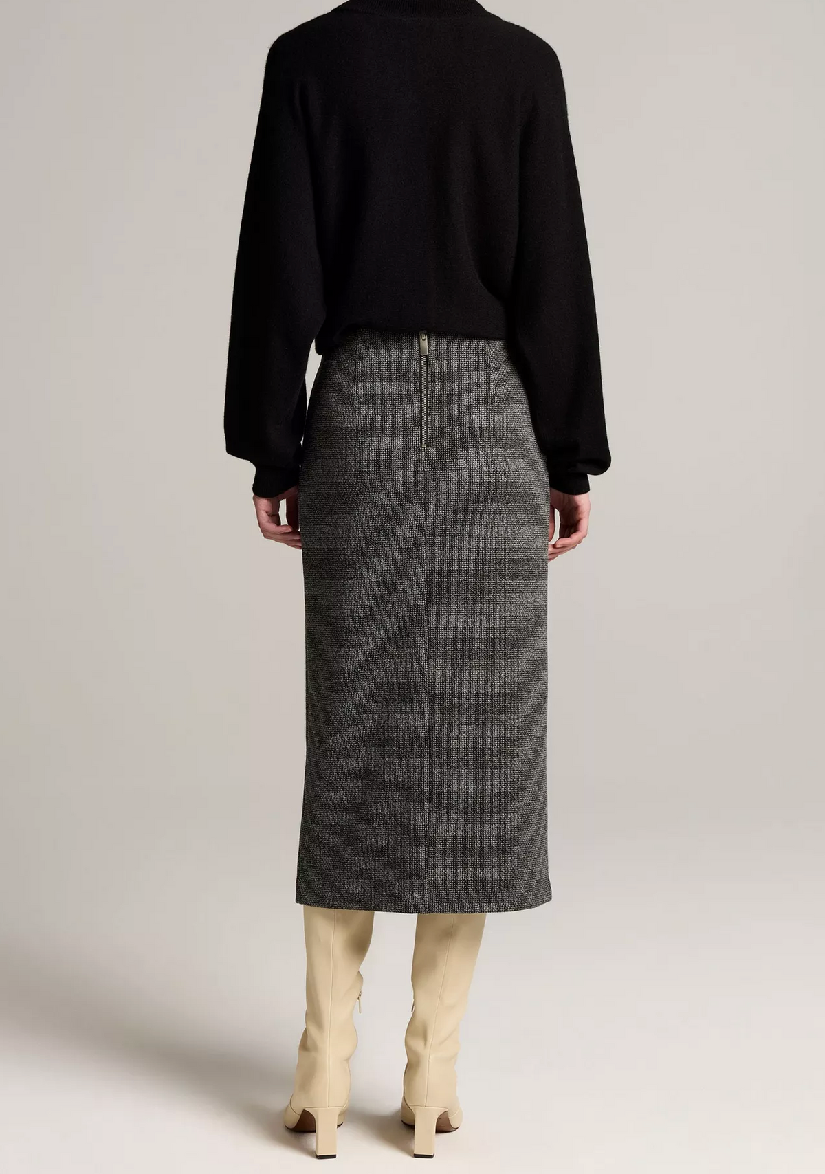 Houndstooth Skirt in Heather Grey-Skirts and Shorts-Vince-Heather Grey-XS-Mercantile Portland