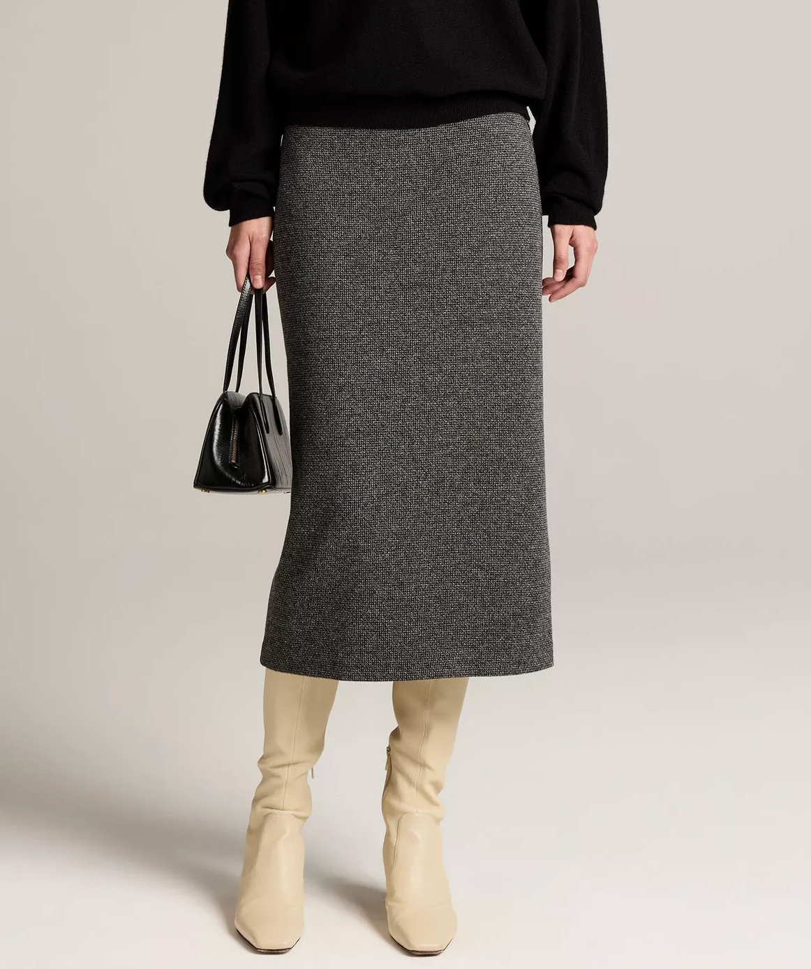 Houndstooth Skirt in Heather Grey-Skirts and Shorts-Vince-Heather Grey-XS-Mercantile Portland