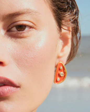 Isola Stud Earrings in Melon-Jewelry-Lizzie Fortunato-Red-OS-Mercantile Portland