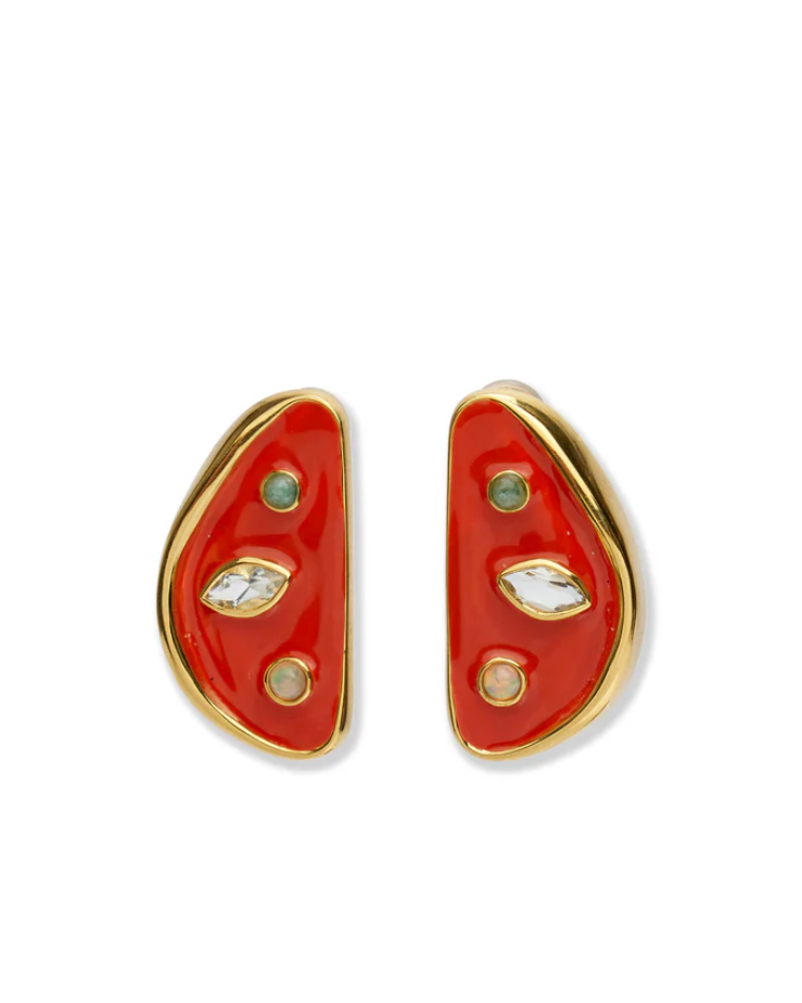 Isola Stud Earrings in Melon-Jewelry-Lizzie Fortunato-Red-OS-Mercantile Portland