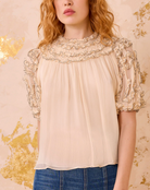 Isolda Smocked Blouse-Tops-Ulla Johnson-2-Chantilly-Mercantile Portland