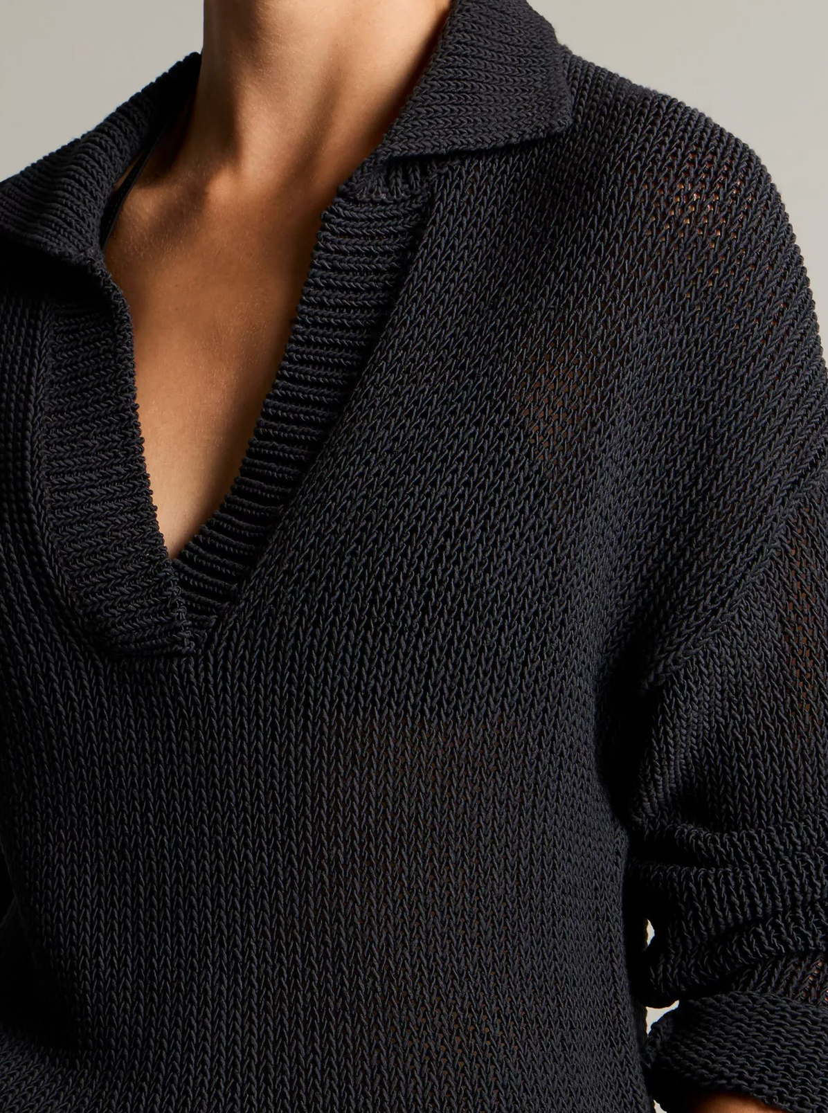 Italian Coated Cotton-Blend Polo Sweater-Sweaters-Vince-Ink-S-Mercantile Portland