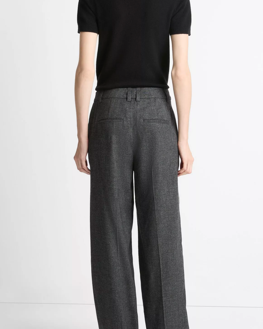 Italian Jaspe Pintuck High Waist Wide Leg Pant-Clothing-Vince-Medium Heather Grey-00-Mercantile Portland