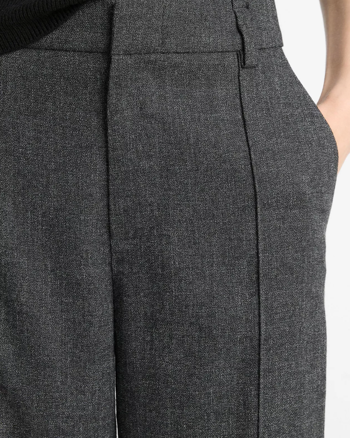 Italian Jaspe Pintuck High Waist Wide Leg Pant-Clothing-Vince-Medium Heather Grey-00-Mercantile Portland