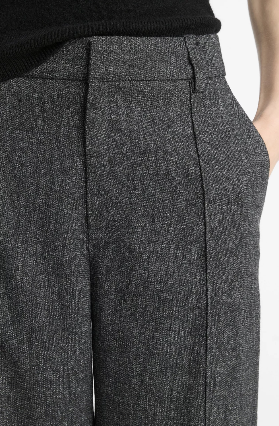 Italian Jaspe Pintuck High Waist Wide Leg Pant-Clothing-Vince-Medium Heather Grey-00-Mercantile Portland