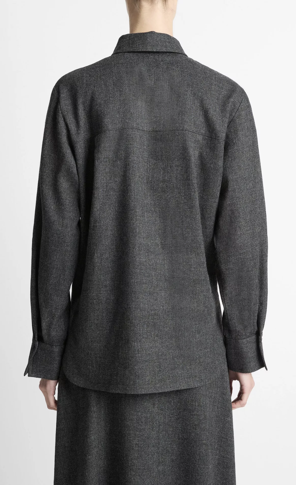 Italian Jaspe Relaxed Button-Front Shirt-Shirts-Vince-Medium Heather Grey-XXS-Mercantile Portland