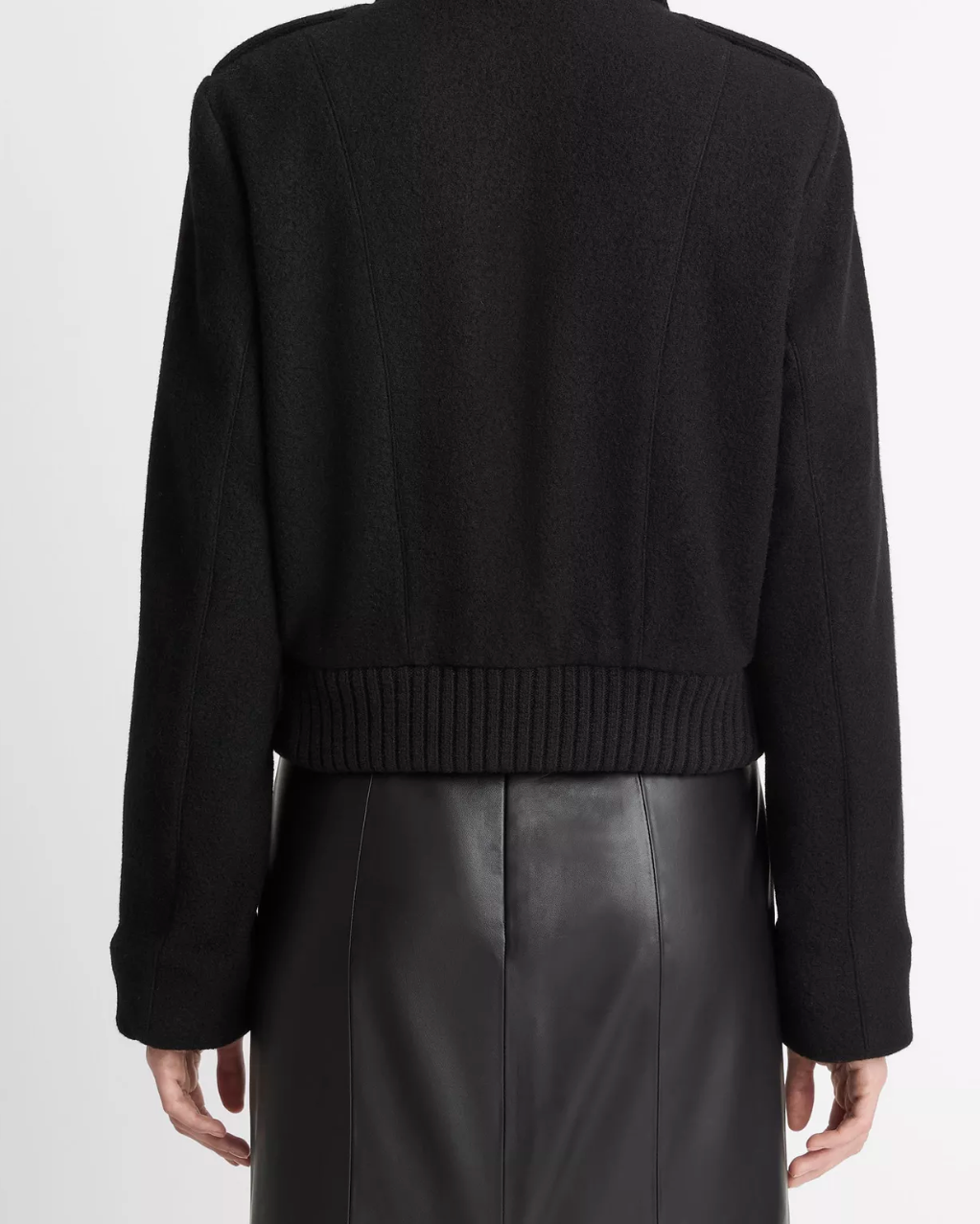 Italian Wool-Blend Cropped Jacket-Clothing-Vince-Black-XXS-Mercantile Portland