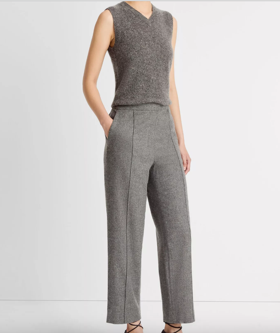 Italian Wool-Blend Easy Pull-On Pant-Pants-Vince-Medium Heather Grey-XXS-Mercantile Portland