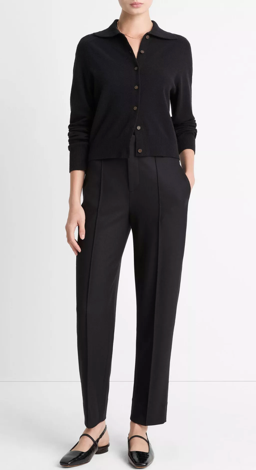 Italian Wool Blend High Waist Carrot Leg Trouser-Pants-Vince-Black-00-Mercantile Portland