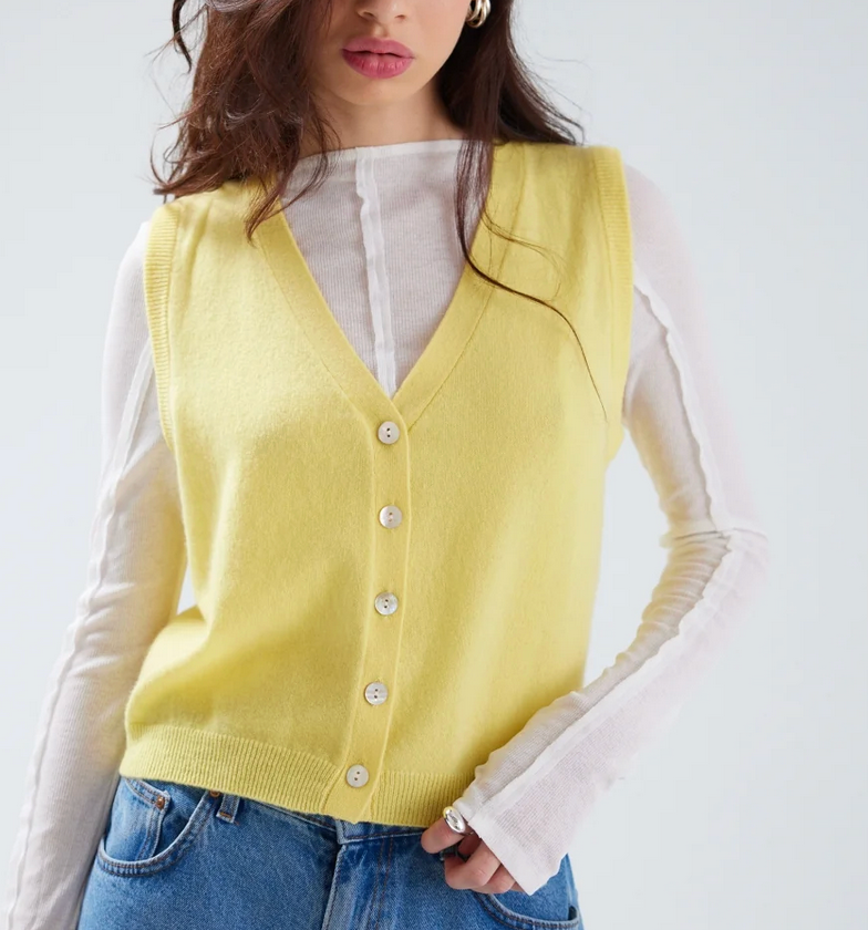 Jada Button Up Tank in Limonada-Sweaters-Colorush-Limonada-0-Mercantile Portland