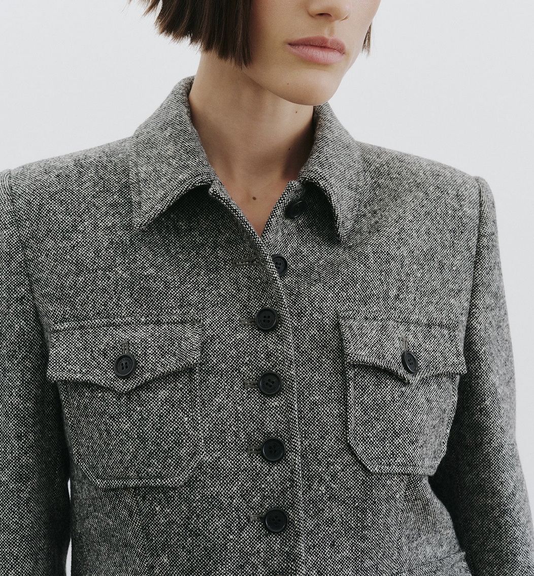 Jamison Jacket in Black Donegal-Jackets-Nili Lotan-Black Donegal-2-Mercantile Portland