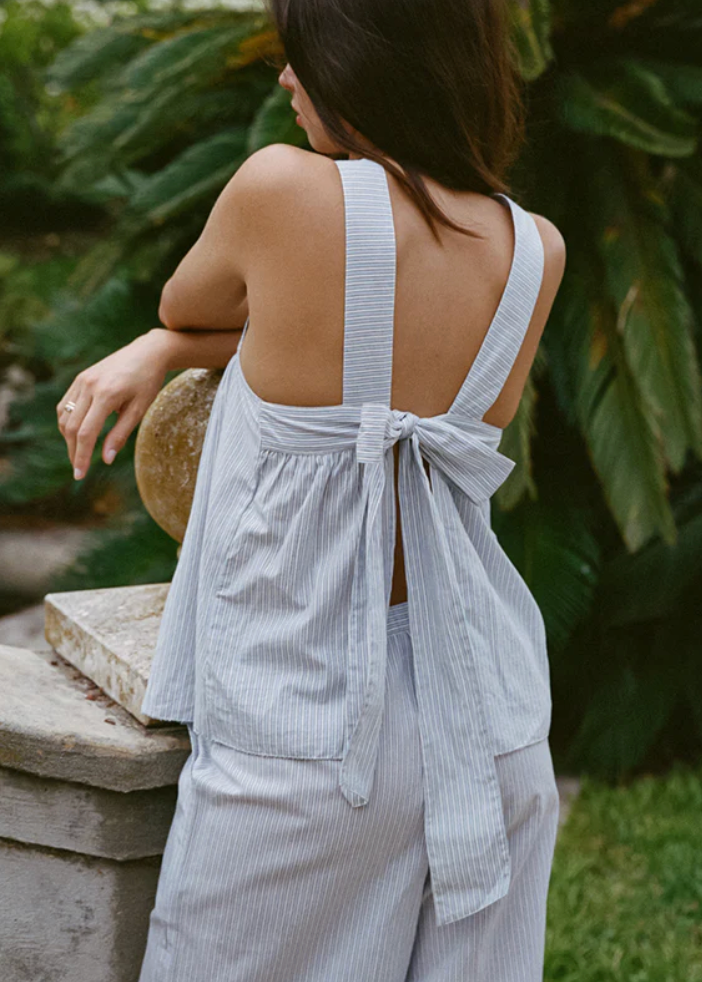 Javi Stripe Top-Tops-Ciao Lucia-Blue Stripe-XXS-Mercantile Portland