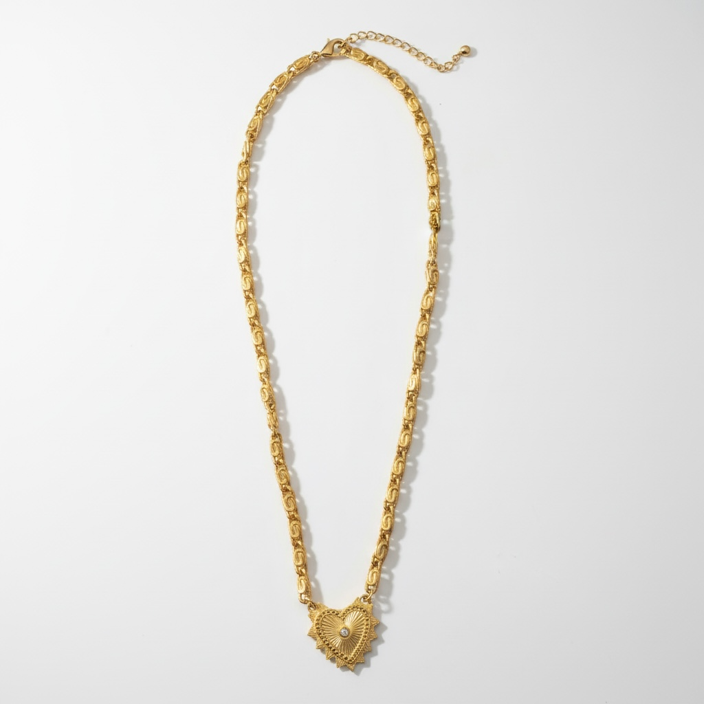 Jessica Heart Charm Necklace-Jewelry-Paula Rosen-OS-YG-Mercantile Portland