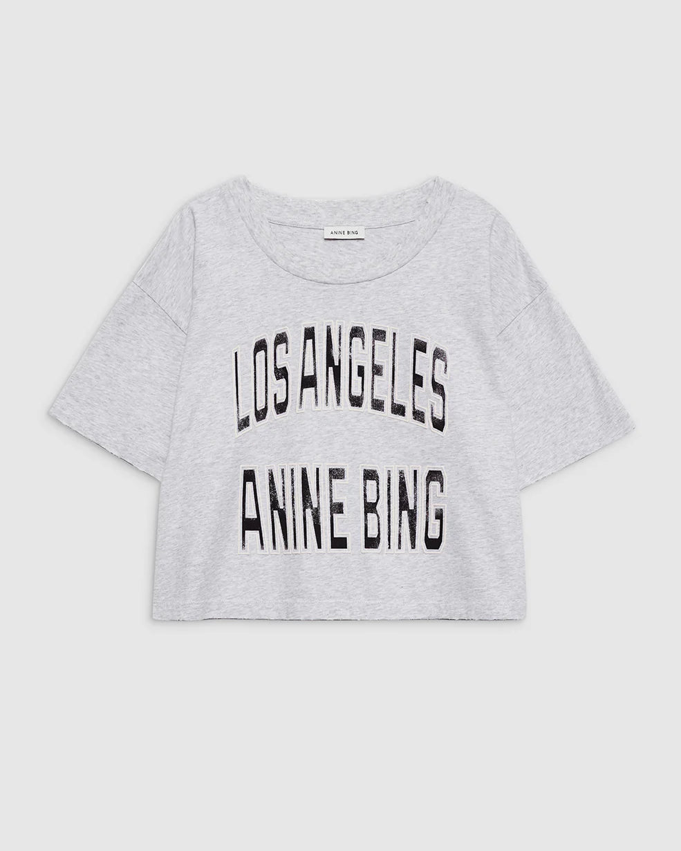 Johnny Cropped Tee-T-Shirts-Anine Bing-Melange Grey-Medium-Mercantile Portland