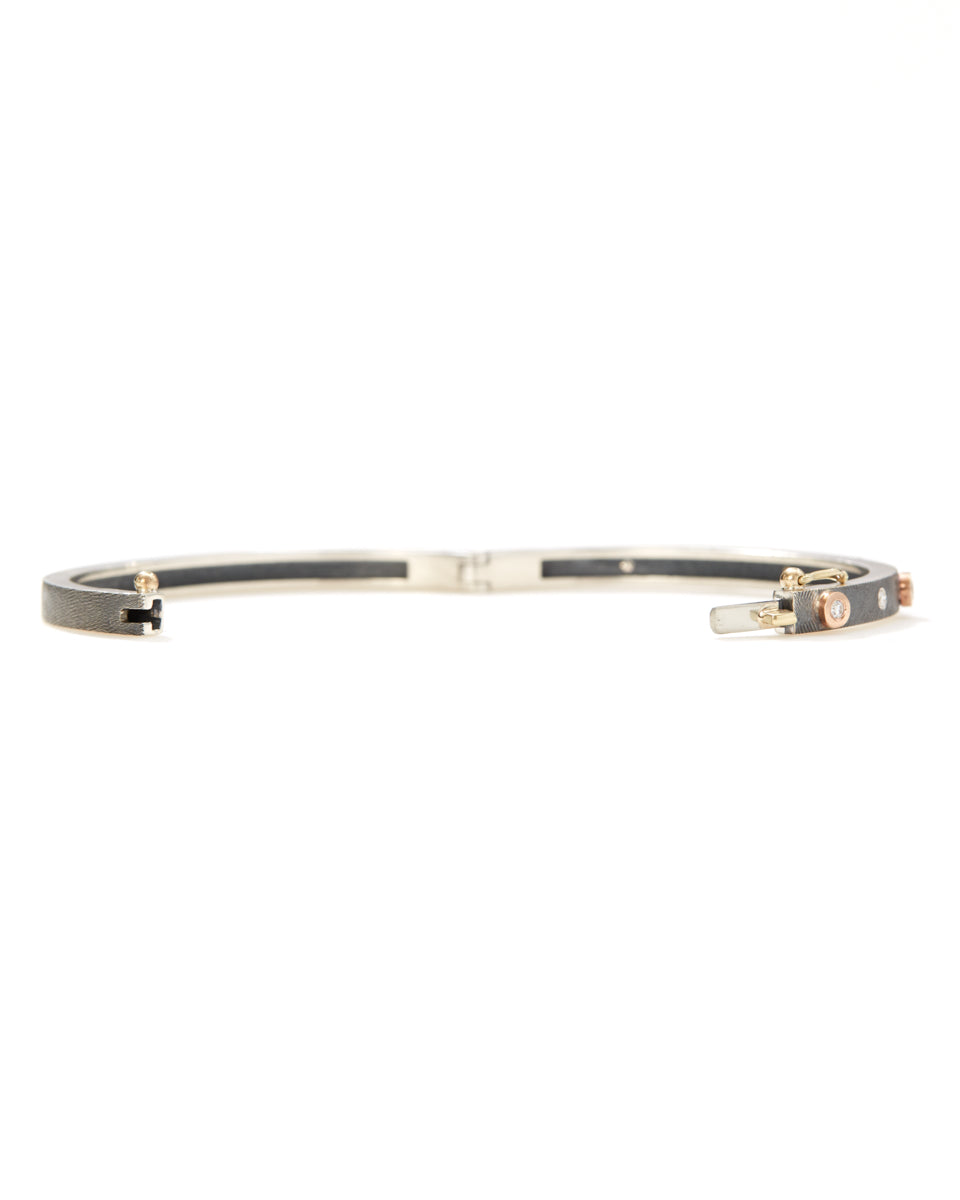 Junia 4mm Sterling Silver Rose Gold Bezel Bangle-Jewelry-Rene Escobar-Mercantile Portland