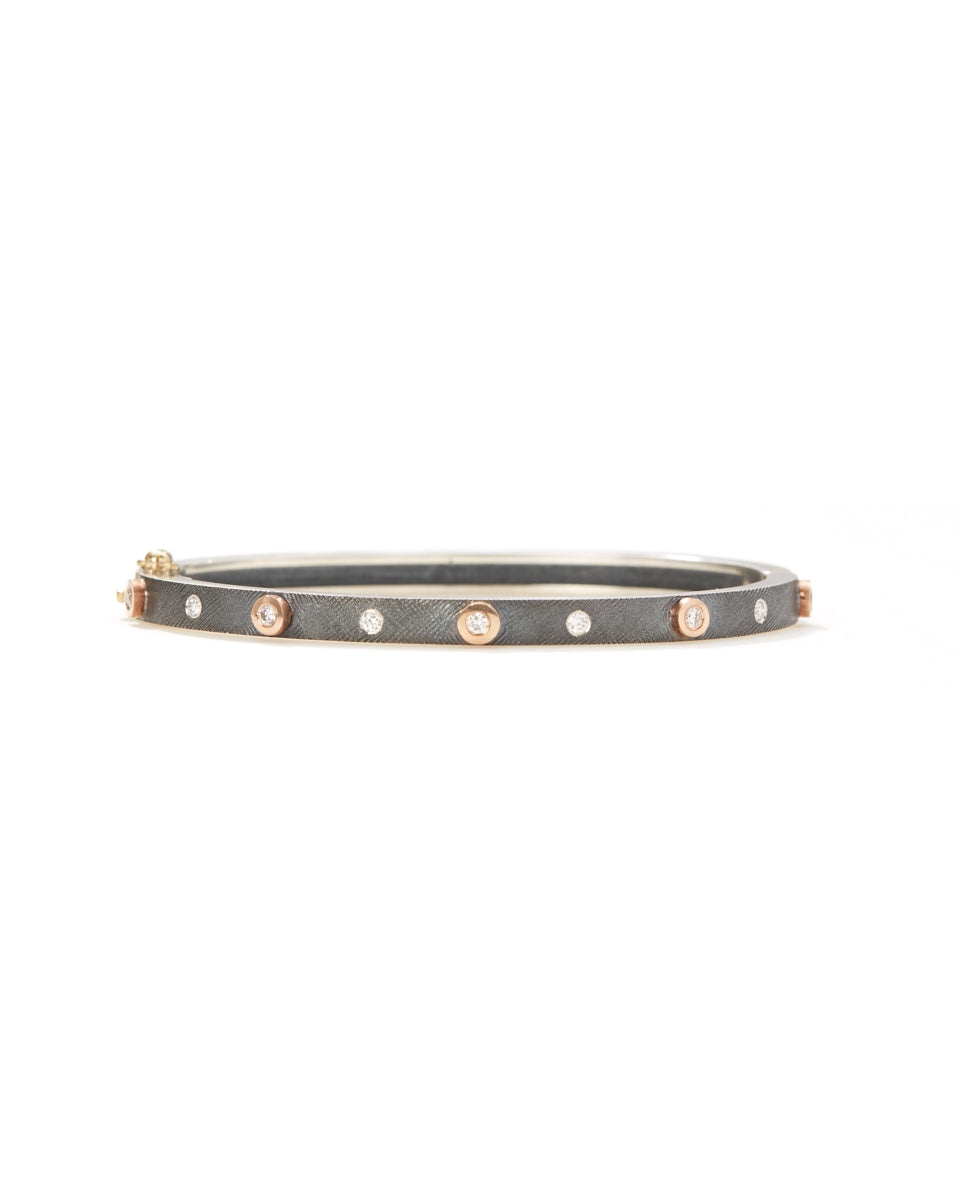 Junia 4mm Sterling Silver Rose Gold Bezel Bangle-Jewelry-Rene Escobar-Mercantile Portland