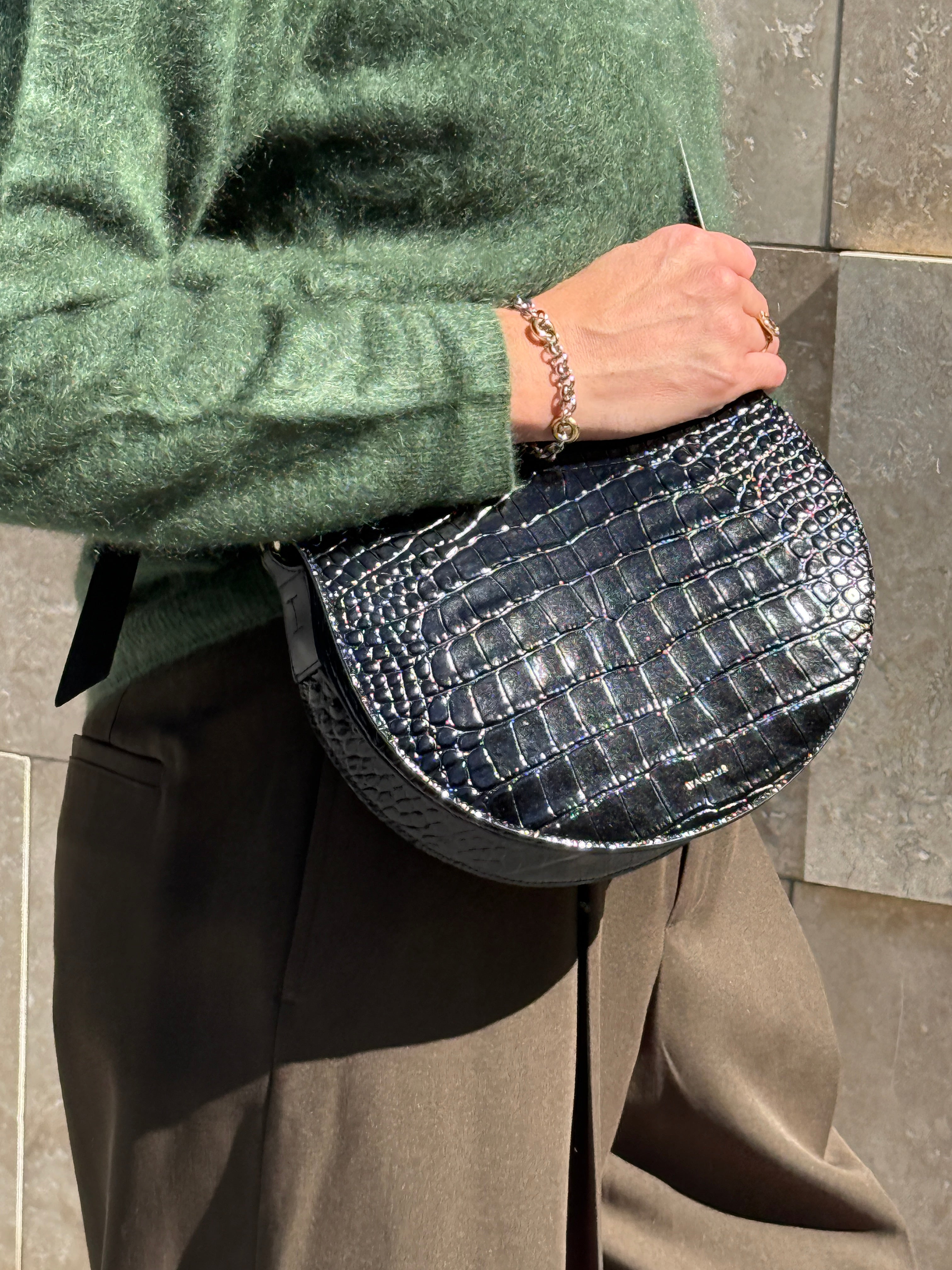 Kate Saddle Bag-Handbags-Wandler-Black Croc-OS-Mercantile Portland