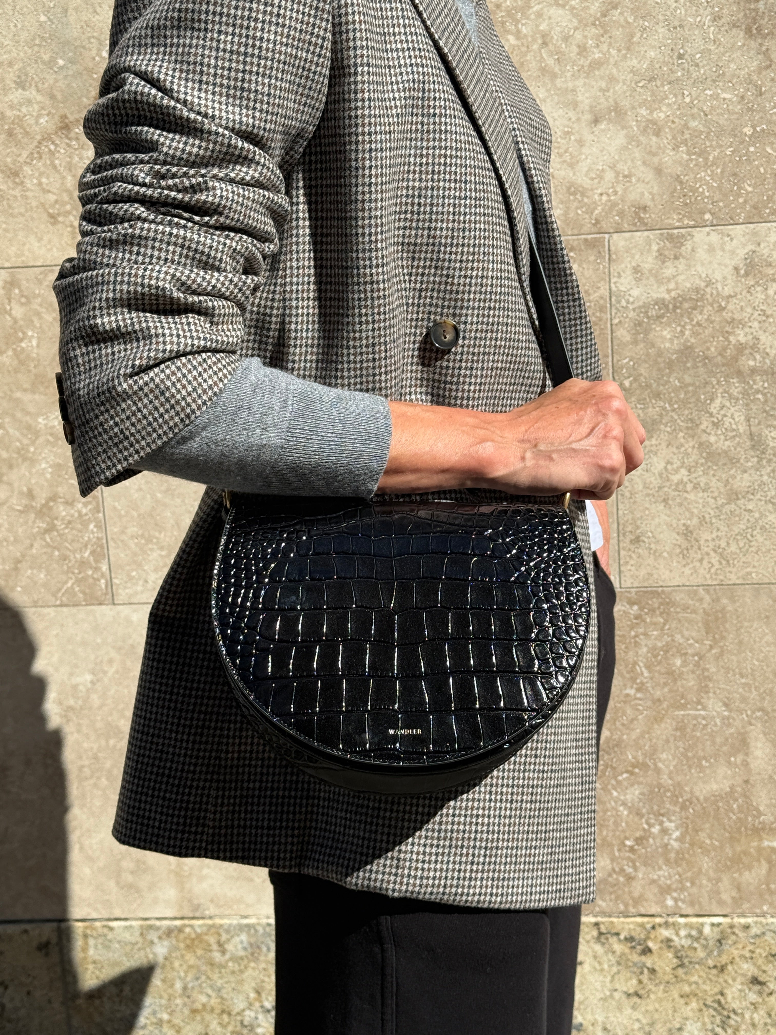 Kate Saddle Bag-Handbags-Wandler-Black Croc-OS-Mercantile Portland