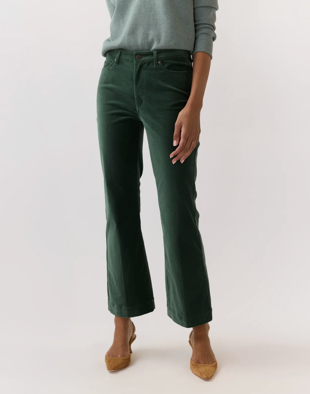 Kendall 5-Pocket Jean in Stretch Velvet-Pants-Mashburn-Spruce-24-Mercantile Portland