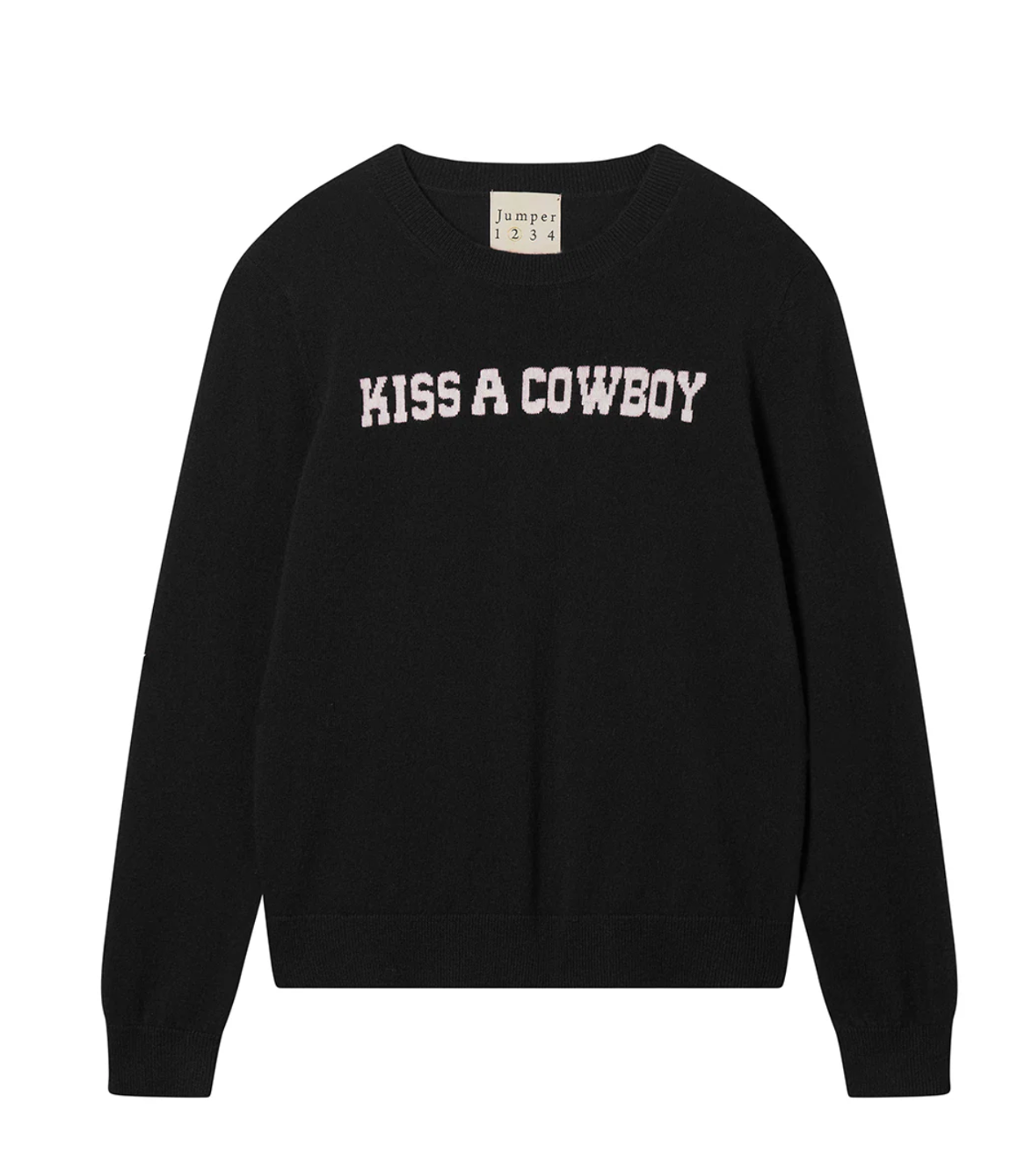"Kiss a Cowboy" Crew Sweater in Black-Sweaters-Jumper 1234-Black-1-Mercantile Portland