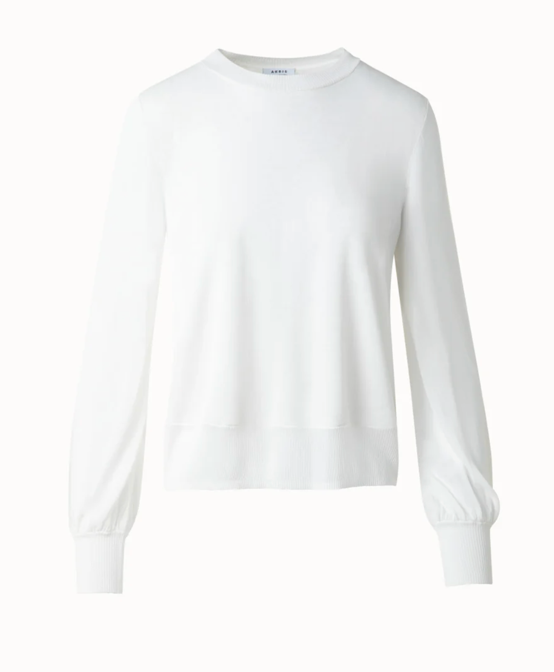 Knit Sweater with Sheer Neckline and Sleeves-Sweaters-Akris Punto-2-Cream-Mercantile Portland