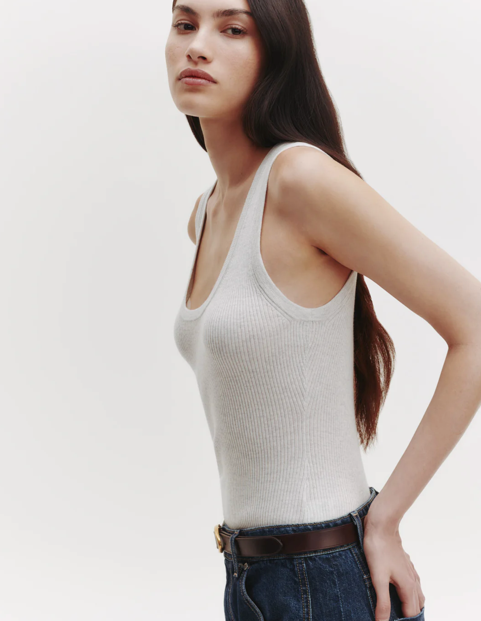 Knit Tank-Tops-TWP-White Heather Grey-XS-Mercantile Portland