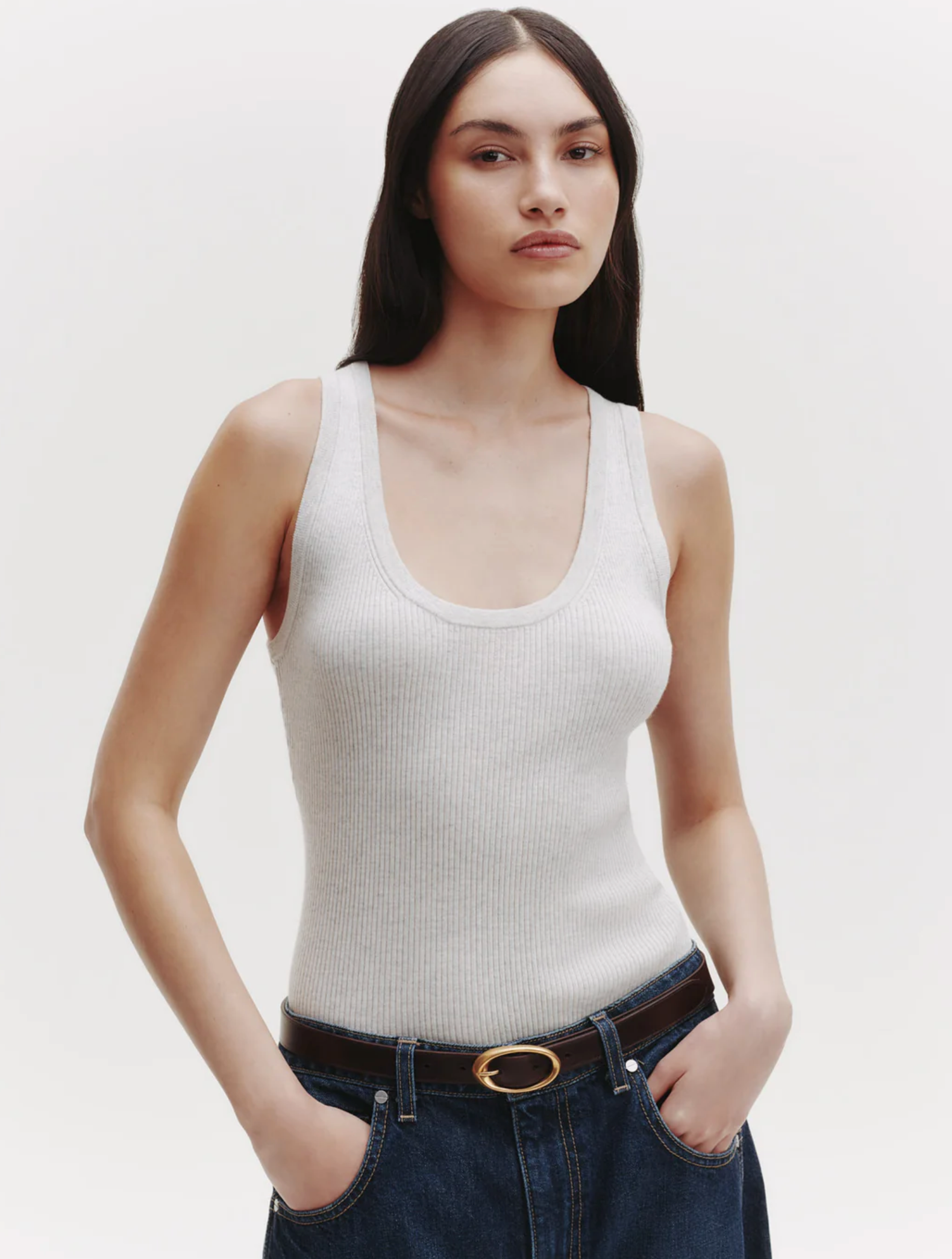 Knit Tank-Tops-TWP-White Heather Grey-XS-Mercantile Portland