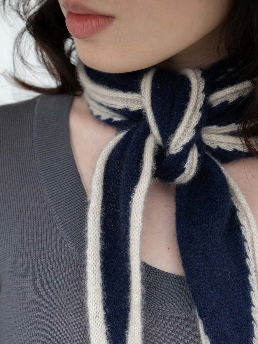 Knitted Cashmere Neckercheif-Scarves and Wraps-Oats & Rice-Navy-OS-Mercantile Portland