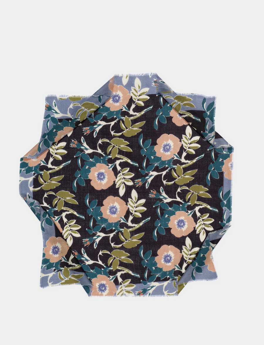 Large Square Flowered Scarf-Scarves and Wraps-Épice-Caramel-OS-Mercantile Portland