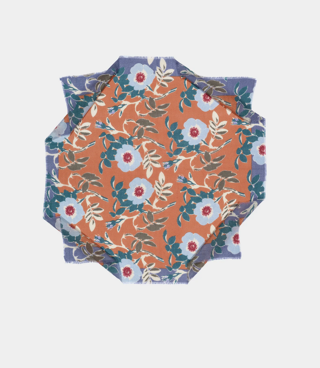 Large Square Flowered Scarf-Scarves and Wraps-Épice-Caramel-OS-Mercantile Portland