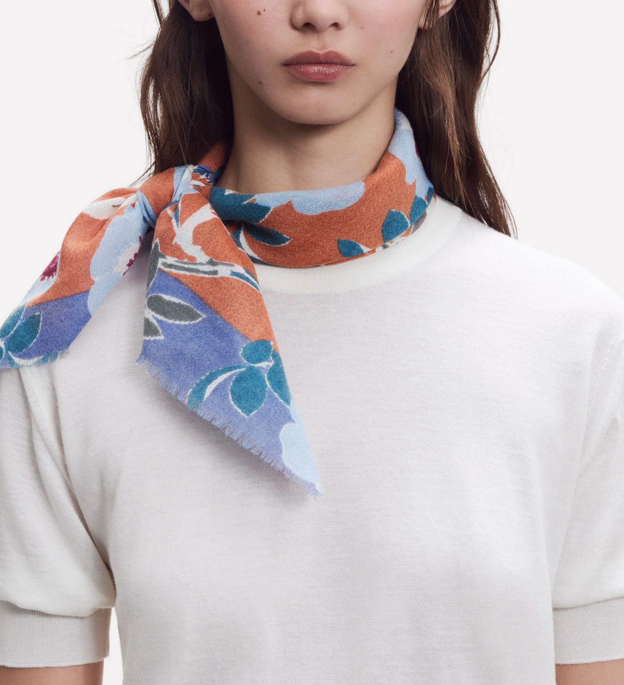 Large Square Flowered Scarf-Scarves and Wraps-Épice-Caramel-OS-Mercantile Portland