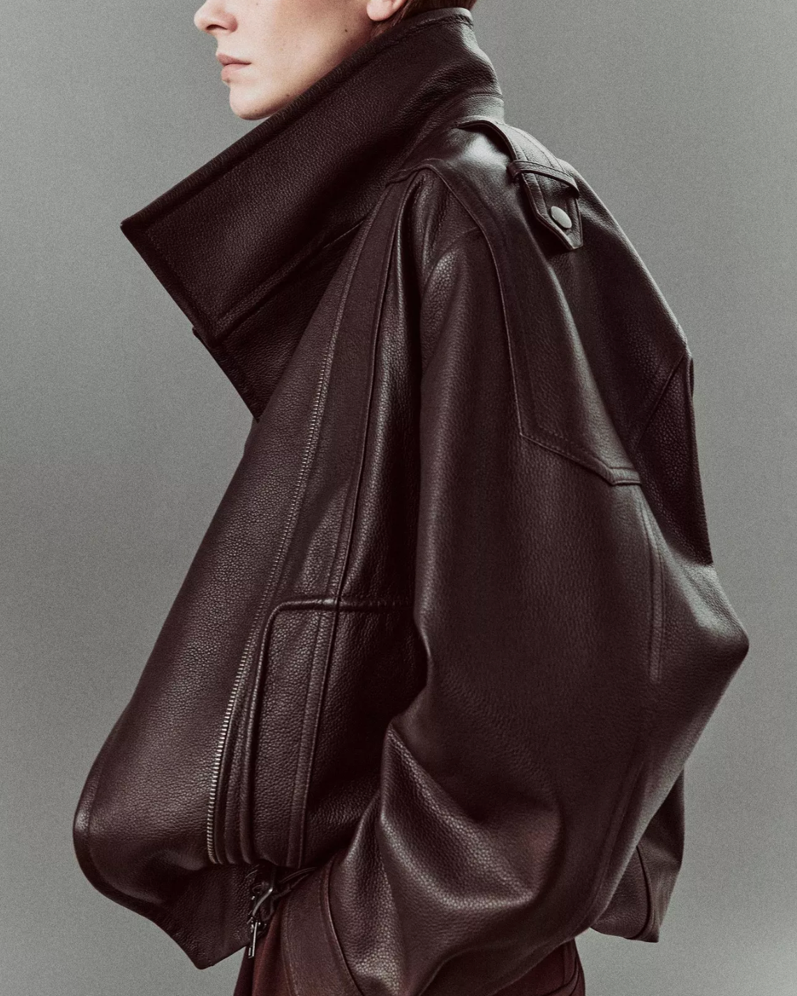 Leather Oversized Biker Jacket-Clothing-Vince-Dark Fig-XS-Mercantile Portland