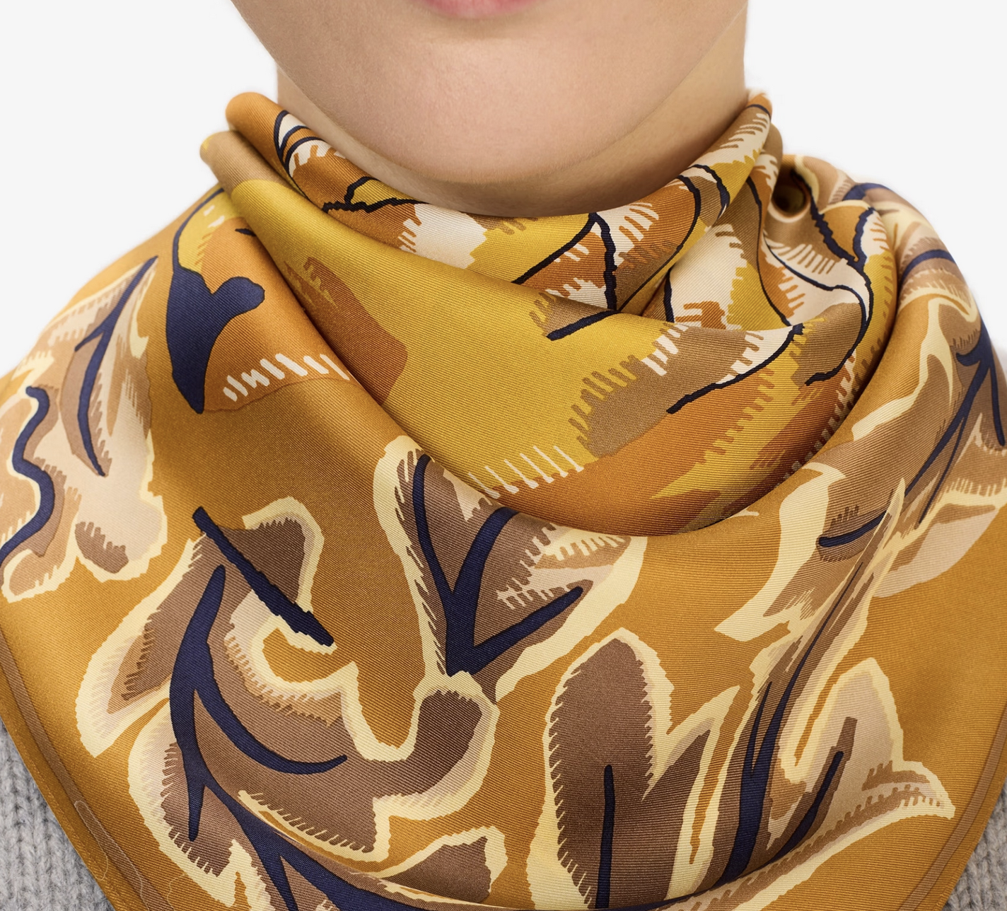 Leonard Square Scarf in Saffron-Scarves and Wraps-Inoui Editions-Saffron-OS-Mercantile Portland