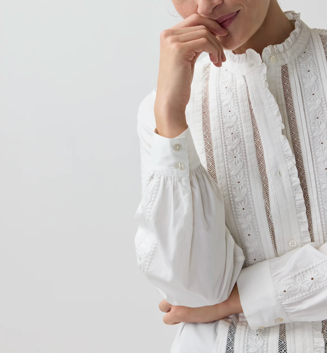 Letitia Blouse in White Poplin-Shirts-Mashburn-White-XS-Mercantile Portland