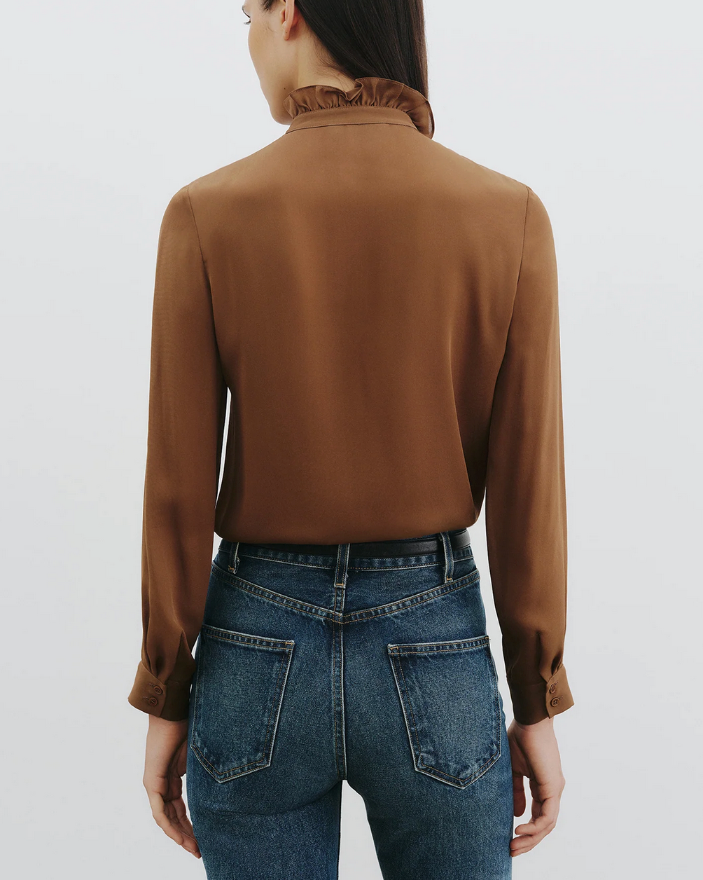 Lily Silk Blouse in Cognac-Shirts-Nili Lotan-Cognac-XS-Mercantile Portland
