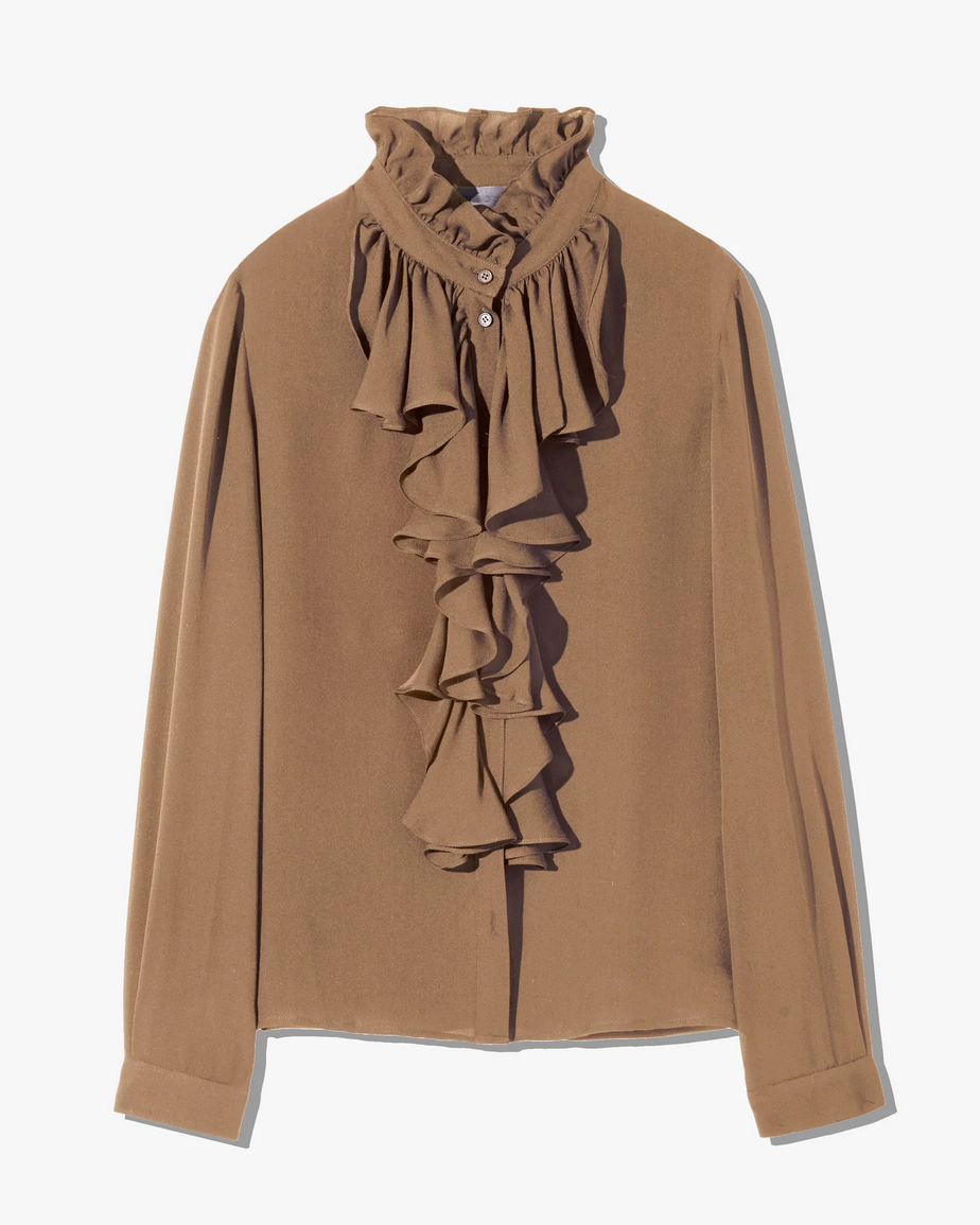 Lily Silk Blouse in Cognac-Shirts-Nili Lotan-Cognac-XS-Mercantile Portland