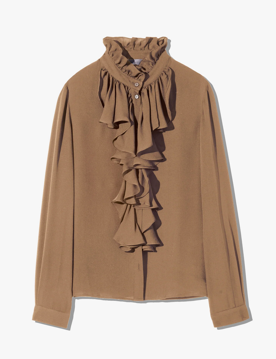 Lily Silk Blouse in Cognac-Shirts-Nili Lotan-Cognac-XS-Mercantile Portland