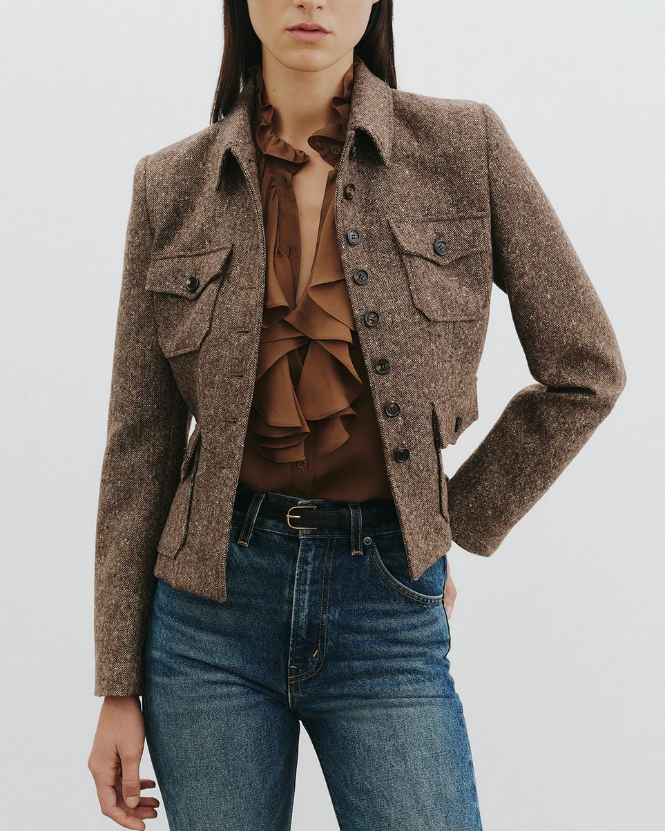 Lily Silk Blouse in Cognac-Shirts-Nili Lotan-Cognac-XS-Mercantile Portland