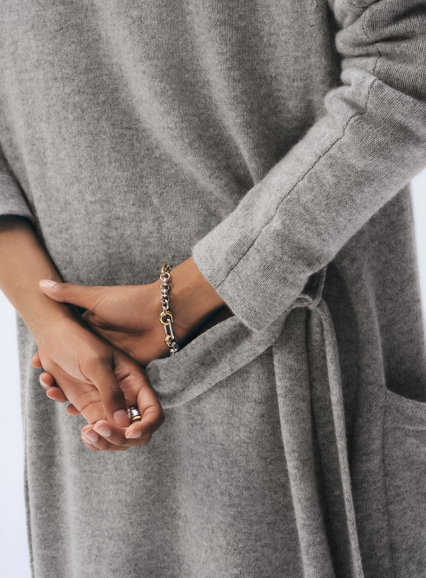 Long Cashmere Robe in Heather Grey-Sleepwear-White + Warren-Heather Grey-XS-Mercantile Portland
