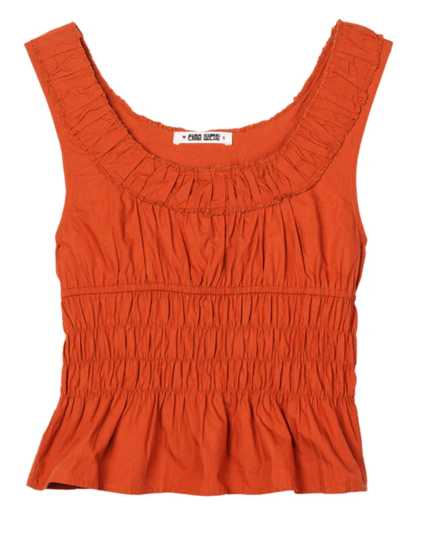 Louisa Cotton Top in Terracotta-Tops-Ciao Lucia-Terracotta-XXS-Mercantile Portland