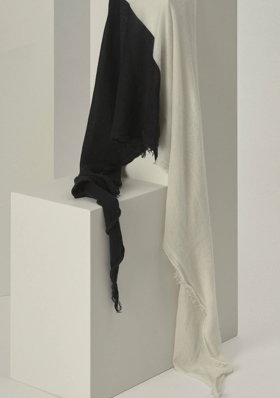 Love Duo Cashmere Scarf-Scarves-Grisal-Black / Milk-OS-Mercantile Portland