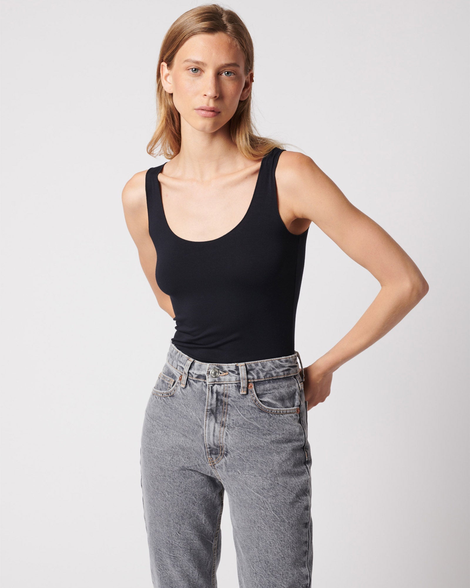 Luxury Soft Touch Scoop-Neck Tank-T-Shirts-Majestic Filatures-Black-1-Mercantile Portland