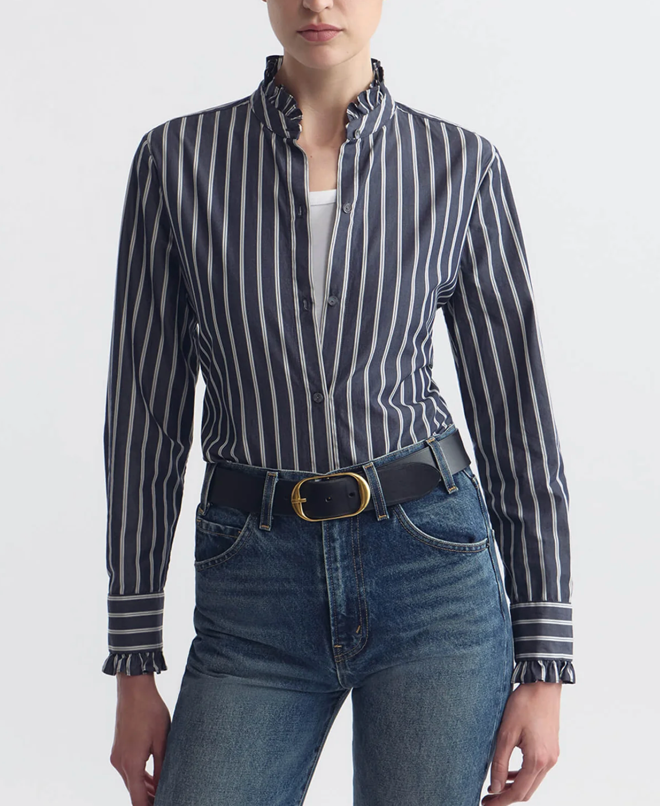 Lydia Shirt in Charcoal Stripe-Shirts-Nili Lotan-Charcoal Stripe-S-Mercantile Portland