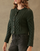 Malia Cropped Modern Cable Cardigan-Clothing-27 Miles-Forest-XS-Mercantile Portland