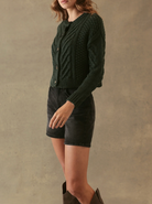 Malia Cropped Modern Cable Cardigan-Clothing-27 Miles-Forest-XS-Mercantile Portland