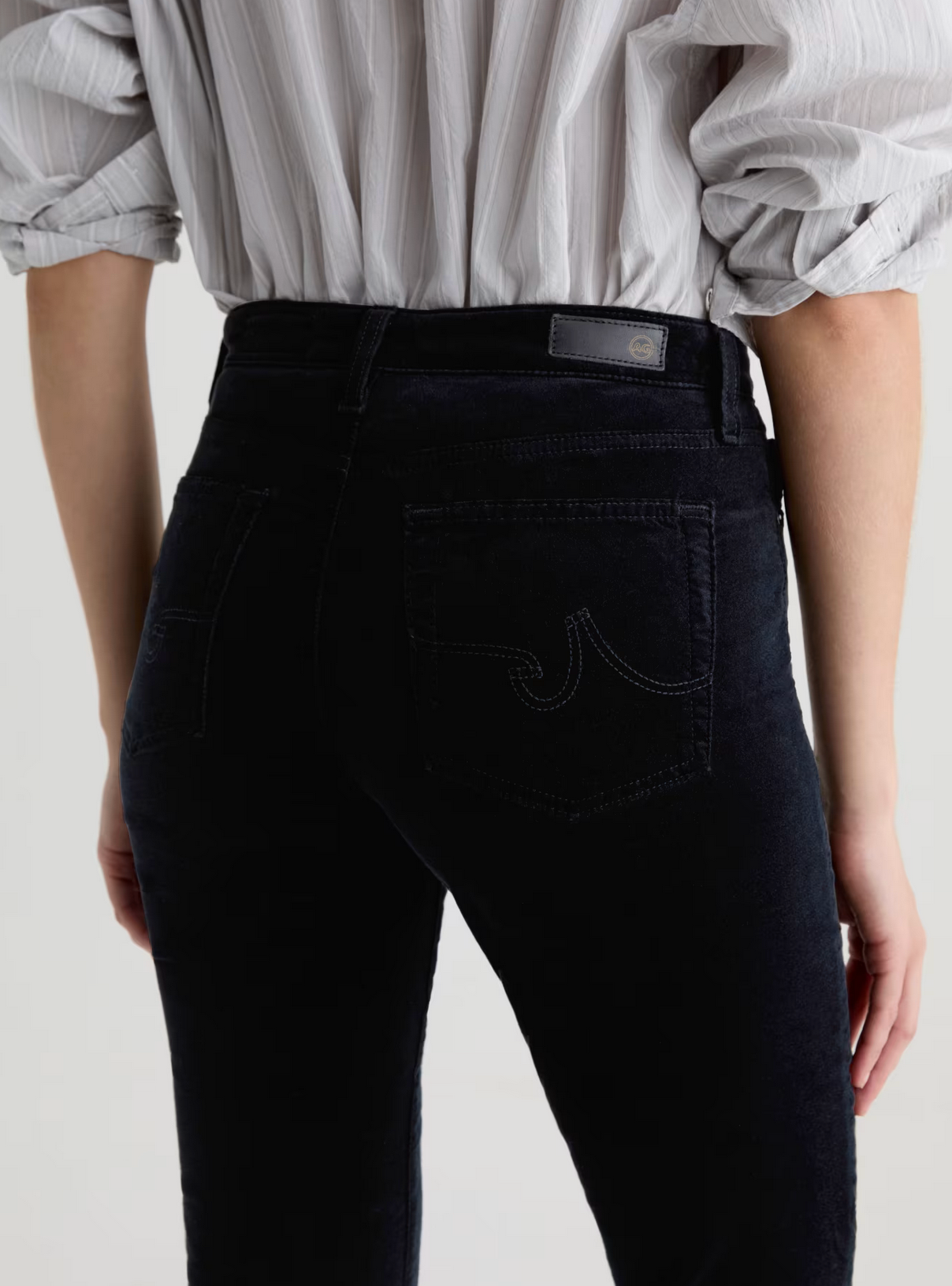 Mari Velvet in Super Black-Pants-AG Jeans-Super Black-25-Mercantile Portland