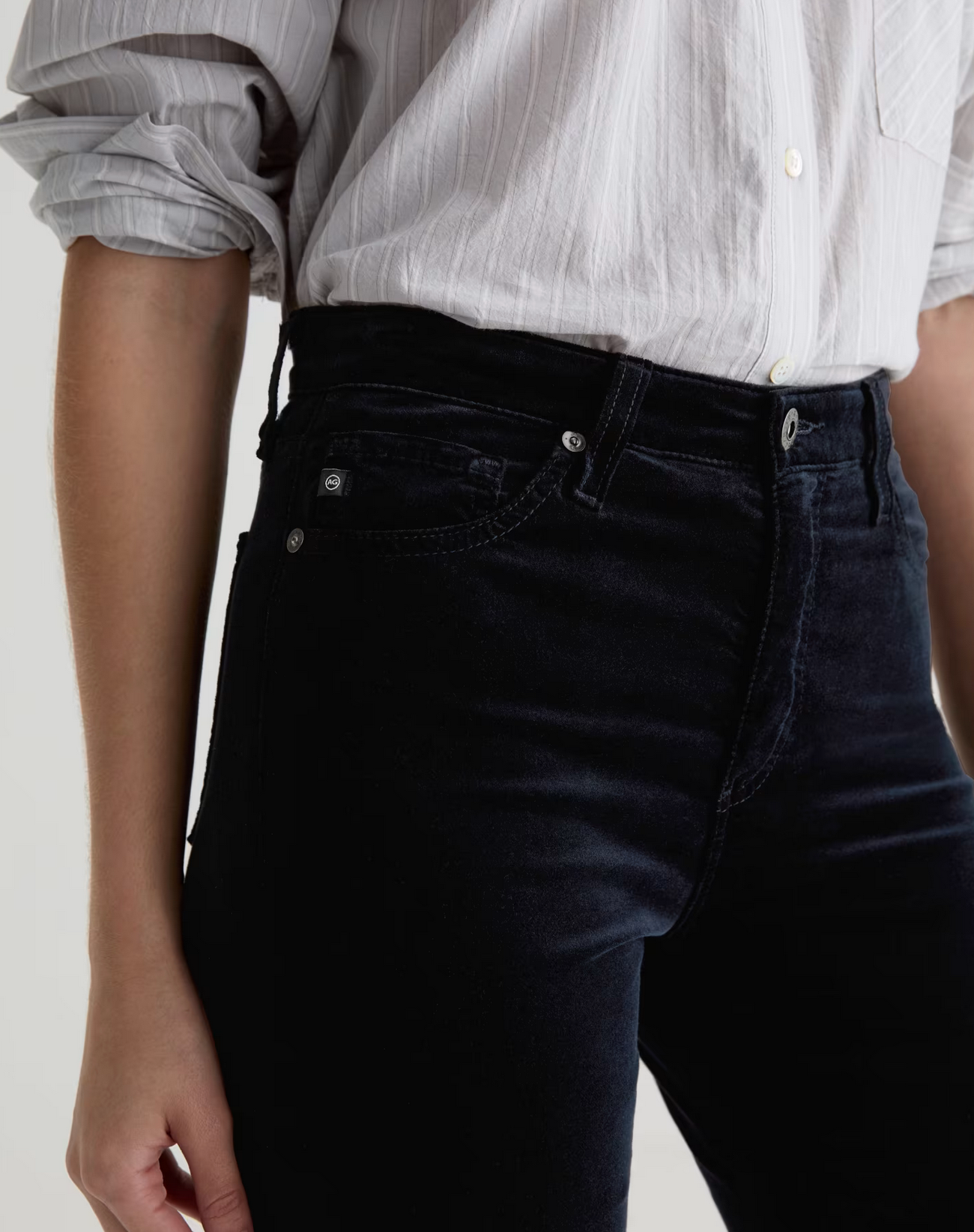 Mari Velvet in Super Black-Pants-AG Jeans-Super Black-25-Mercantile Portland