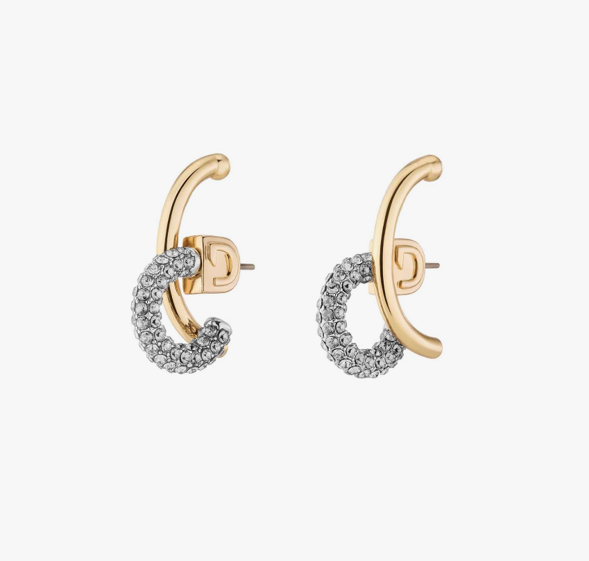 Marisa Mini Pavé Earrings-Jewelry-Demarson-Two Tone-OS-Mercantile Portland