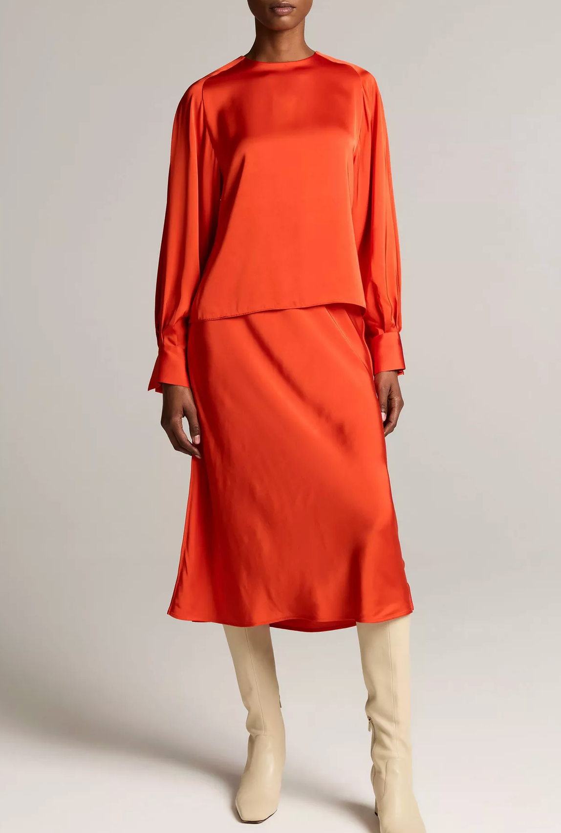 Matte Satin Slip Skirt in Crimson-Skirts and Shorts-Vince-Crimson-XXS-Mercantile Portland